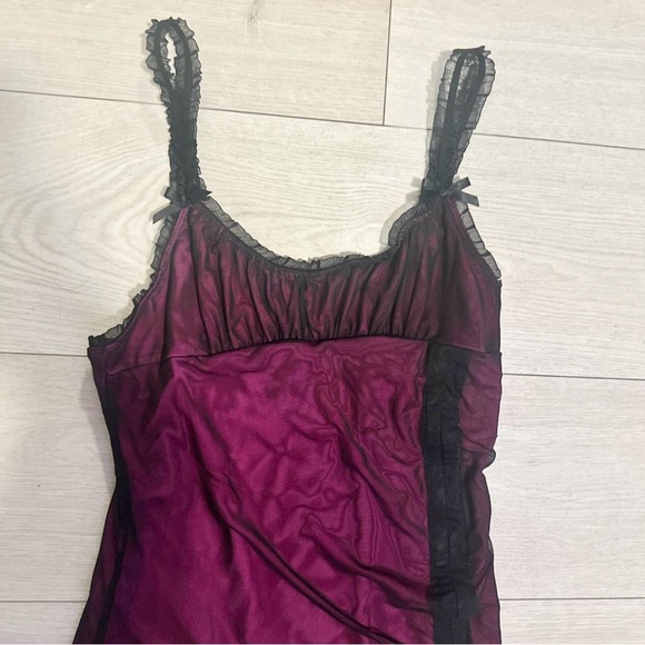 Current Mood Burgundy Slip with Black Lace Trim - Picture 2 of 4